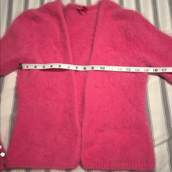 Angora Cardigan Sweater Jumper Small in Bright Pink Women’s Small - Picture 11 of 11